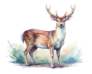 Watercolor woodland deer animals
