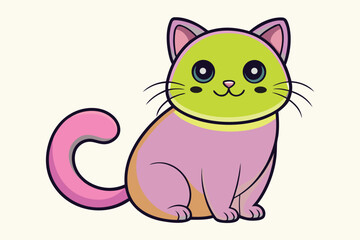 Cute cartoon cat with pastel colors on cream background