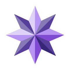 Fototapeta premium Geometric star shape purple and lavender isolated on white background