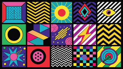 Obraz premium A collection of vibrant patterns showcasing a variety of colors and designs..eps