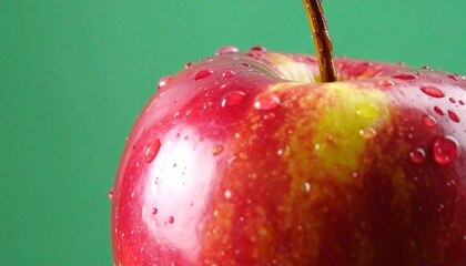 Close-up of a wet red apple