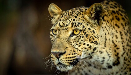 Close-up of a watchful leopard