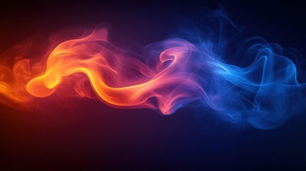 Abstract red blue smoke swirls dark background design