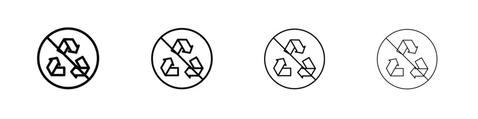 Recycle prohibition sign symbol. Vector isolated illustration.