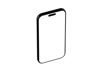 High-quality image of a modern black smartphone with a blank screen, perfect for app presentations or website mockups.  Clean and simple design