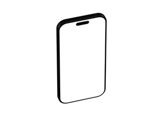 High-quality isometric mockup of a modern smartphone with a blank screen. Perfect for app presentations and website designs.