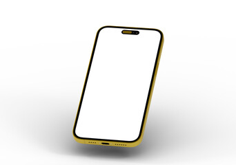 High-quality photo of a gold smartphone with a blank screen, perfect for app presentations or website mockups.