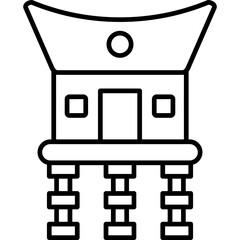 Toraja House Icon Vector Element