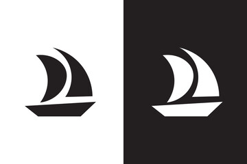 Sail boat logo silhouette vector design, sail boat logo icon silhouette, sailboat sailing ship logo vector illustration, sailboat and sailing ship vector silhouette logo design on white background