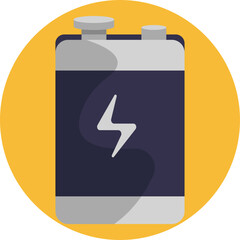 Visual symbol of a battery, often used for charge status or electricity.