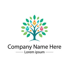 Minimalist and unique family tree logo design vector style