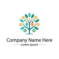 Obraz premium Minimalist and unique family tree logo design vector style