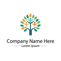 Obraz premium Minimalist and unique family tree logo design vector style