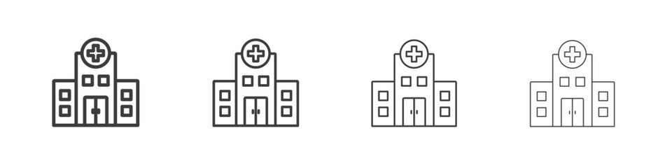 Hospital building icon symbol. Vector isolated illustration.