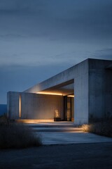 Obraz premium A concrete building with a light on the side