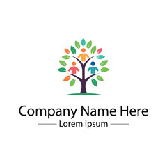 Minimalist and unique family tree logo design vector style