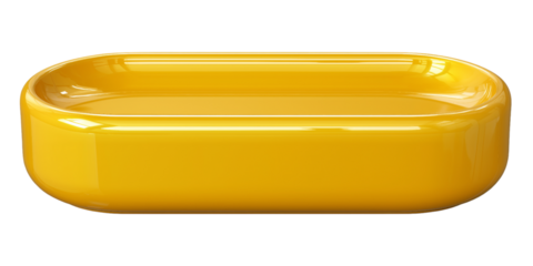 Yellow Rectangular Dish tray rounded corners isolated on a transparent background