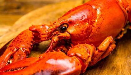 Close-up of a whole, cooked lobster