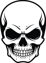 Graphic stylized skull with intense eyes artistic vector illustration vector