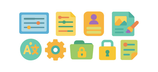 Education and learning flat icon set. school, academic, teaching symbol collection