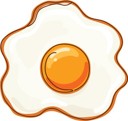 Whimsical fried egg illustration sunny side up breakfast food art vector