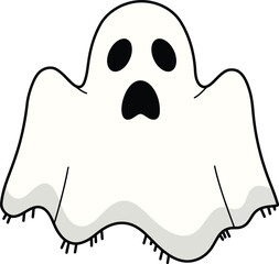 Cute spooky ghost halloween cartoon icon vector
