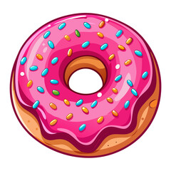 Delicious pink frosted donut with colorful sprinkles isolated on white background isolated on transparent background