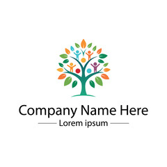 Minimalist and unique family tree logo design vector style