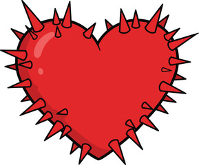 Spiky red heart icon abstract love symbol danger pain symbolism vector