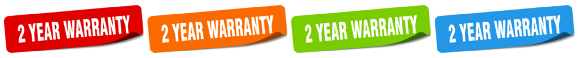 2 year warranty sticker. 2 year warranty sticker set on white background