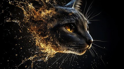 Artistic Illustration Of Curious Kitten With Colorful Fur Strokes