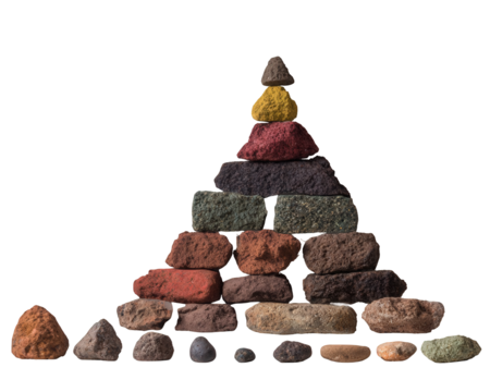 Colorful Rock Pyramid on Black Background