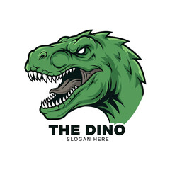 Green Tyrannosaurus Rex logo, aggressive expression,  