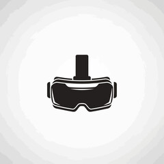 Black Virtual Reality Headset Icon on White