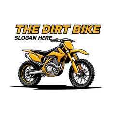 Obraz premium Illustration of a yellow and black dirt bike with the words 