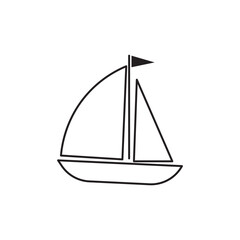 Simple black silhouette of a sailboat with two sails on white background