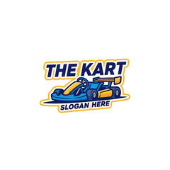 A blue and yellow go-kart racing car logo with the text 'THE KART' and a placeholder for a slogan.