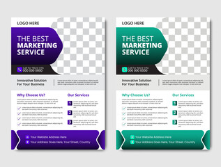  Modern Digital Marketing Agency Business Flyer Template with Abstract Geometric Shapes and Placeholder for Photo - Professional Corporate Services Promotion Design