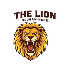 Fierce roaring lion head logo with a bold 