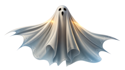 Flying Halloween ghost and flying cloth-covered ghost face , Halloween scary ghost isolated on transparent background