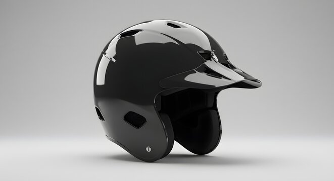 Black Baseball Helmet Isolated on White Background - Powered by Adobe