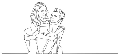 continuous line of a man carrying his female lover eps 1
