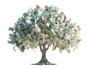 Money tree illustrating wealth, prosperity, and financial success.