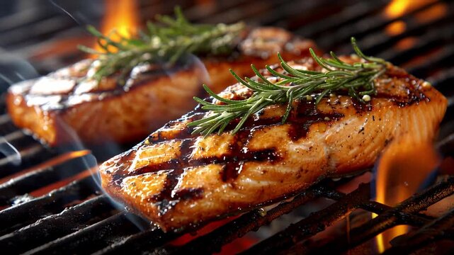 Footage of a professional chef skillfully preparing fresh salmon.