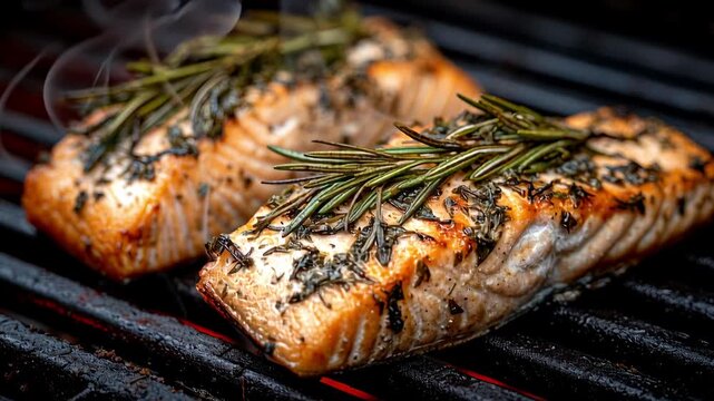 Footage of a professional chef skillfully preparing fresh salmon.
