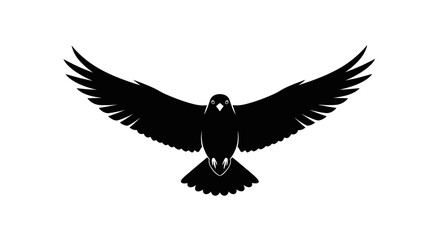 Obraz premium Black Bird Silhouette with Spread Wings, Flying Downward.