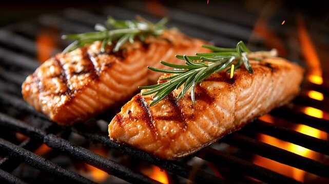 Footage of a professional chef skillfully preparing fresh salmon.