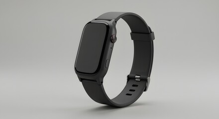 Modern Black Smartwatch Mockup on Neutral Background