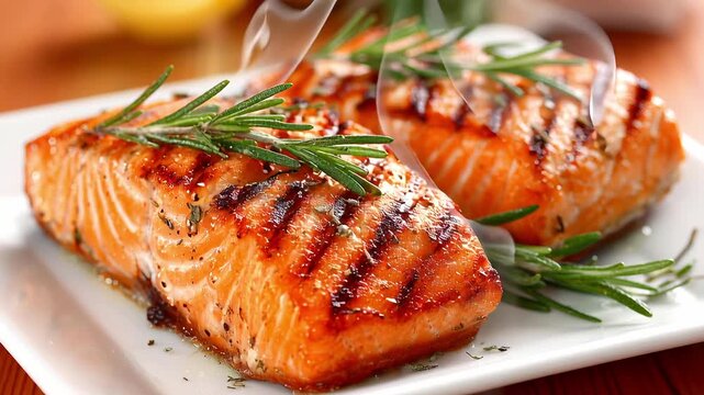 Video of an expert chef cooking and plating salmon.