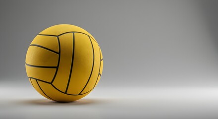 Yellow Water Polo Ball on Gray Background